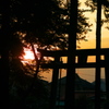 神社の夕焼け