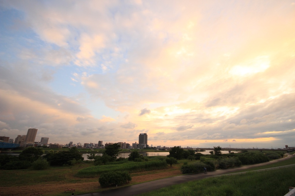 夕暮れの荒川