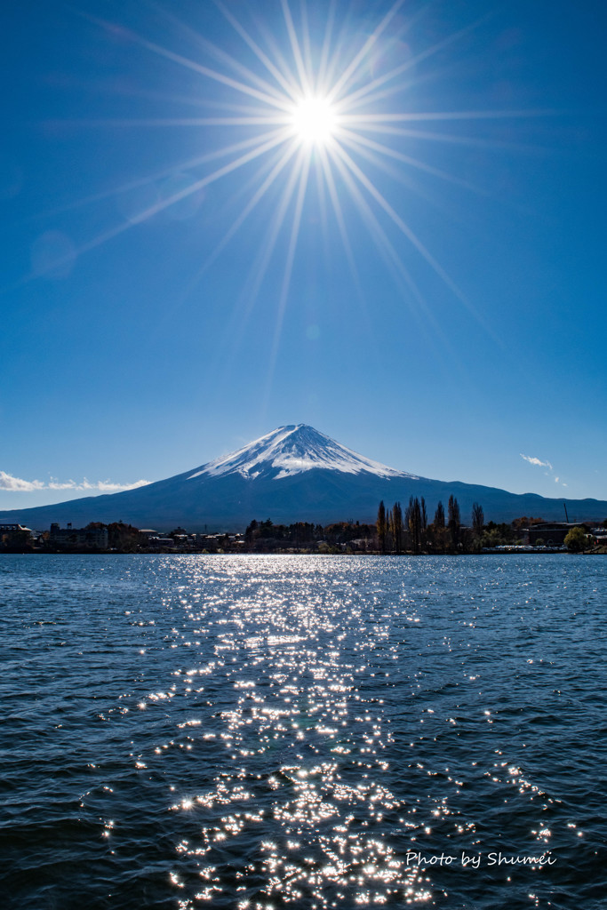 光芒キラリと富士