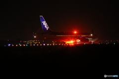 仙台空港　夜景　ＡＮＡ　離陸