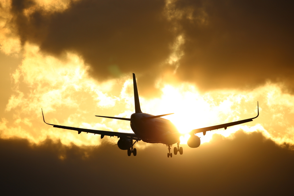 仙台空港 太陽に向かって