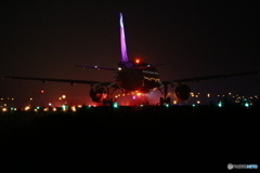 仙台空港　夜景　peach　離陸
