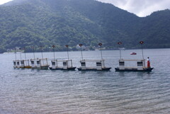 湖上に並んだ的