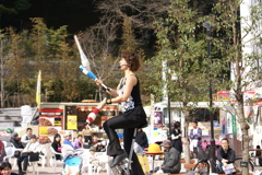 一輪車のジャグリング