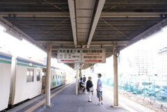 阿武隈急行と飯坂線のホーム