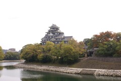 川越しの岡山城