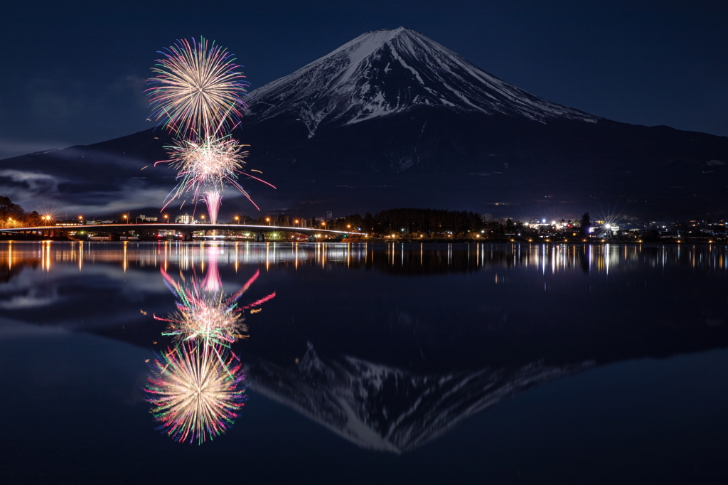 河口湖冬花火 2023