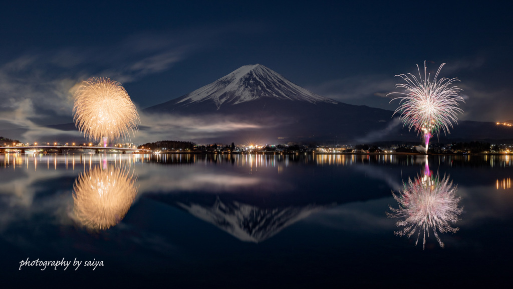 河口湖冬花火5