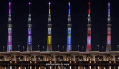 スカイツリー「魔法少女まどかマギカ」ライトアップ