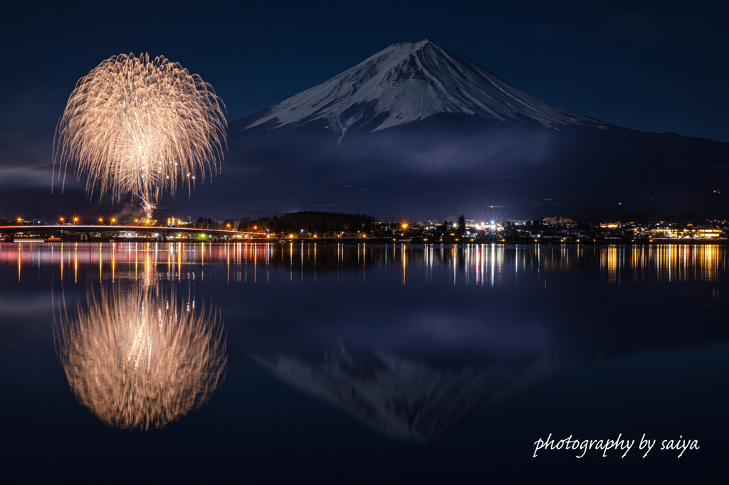 河口湖冬花火 2024 その１