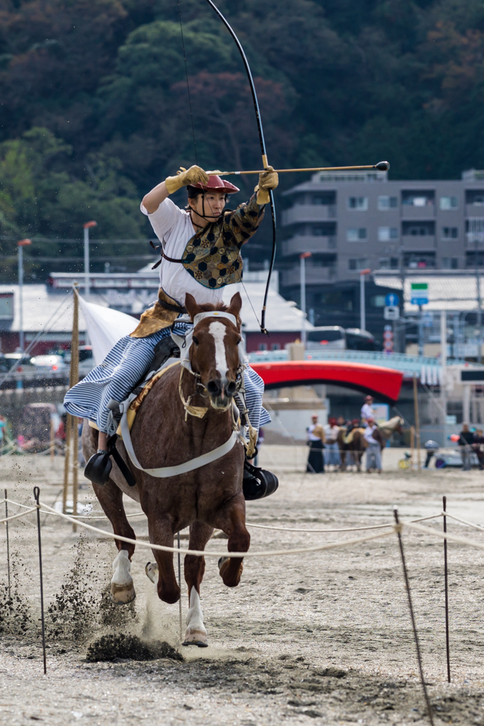逗子海岸　流鏑馬　練習風景