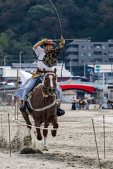 逗子海岸　流鏑馬　練習風景