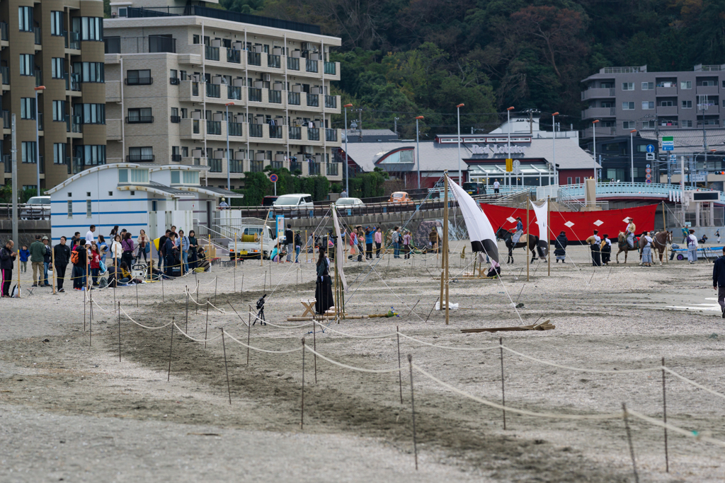 逗子海岸　流鏑馬　練習風景
