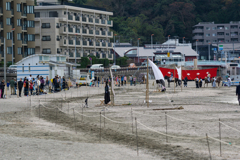 逗子海岸　流鏑馬　練習風景