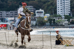 逗子海岸　流鏑馬　練習風景