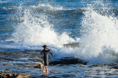 台風19号後の稲村ヶ崎