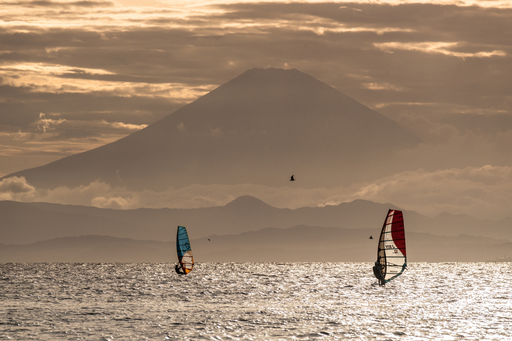 富士山とヨット