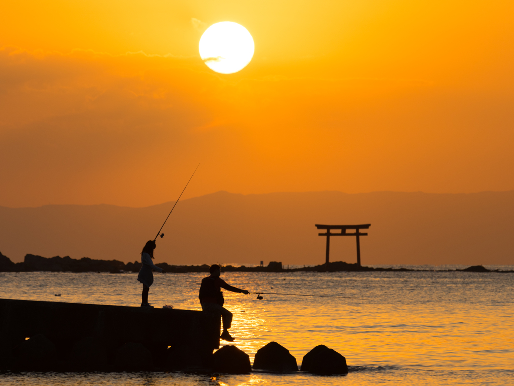 森戸海岸　夕日