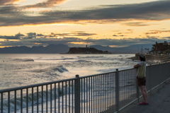 台風19号後の稲村ヶ崎