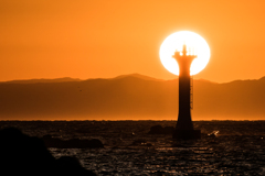 裕次郎灯台　日没