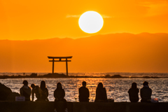 森戸海岸の夕日