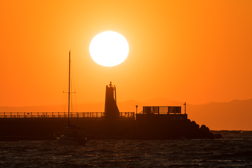逗子海岸の日没3
