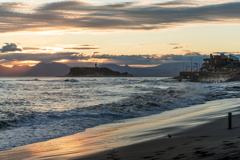 台風19号後の稲村ヶ崎