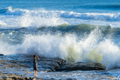 台風19号後の稲村ヶ崎
