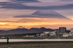 茅ヶ崎ヘッドランドからの富士山