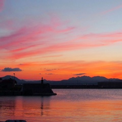 漁港からの夕焼け