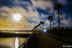 月夜の海辺