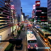 日没時の横浜駅前