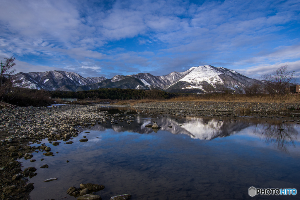 員弁川からの藤原岳。