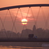 マイン川の大きな朝日