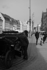 ヴロツワフ旧市街の馬車と運転手