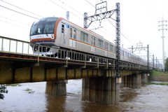 どしゃ降りの柳瀬川。