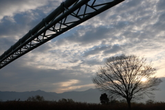 水道橋と朝焼けの空