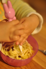 パスタぐるぐる中