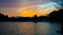 千波湖の夕日