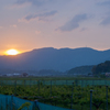 里山の夕日