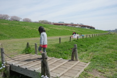 橋を渡る