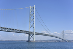 青と明石海峡大橋