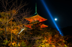清水寺 三重の塔と満月