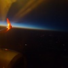 飛行機での朝