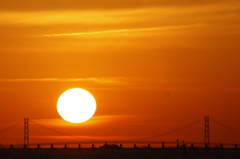 The sunset with pearl bridge