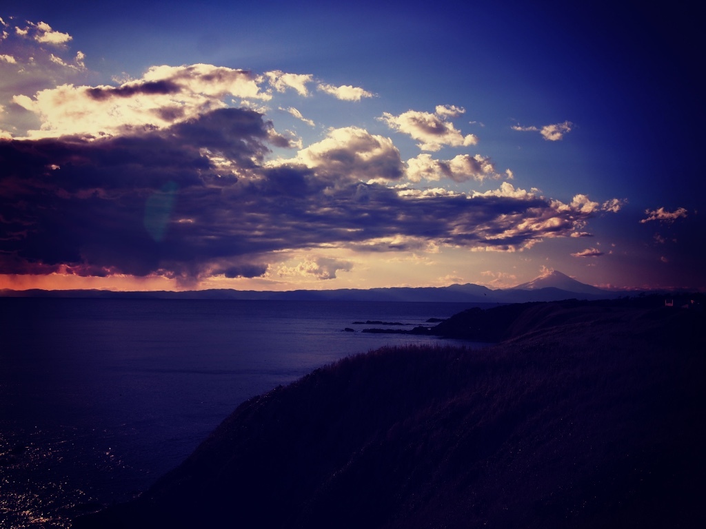 Mt. Fuji seen from a cape