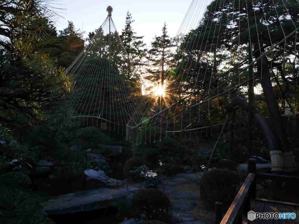 夕日の書院庭園