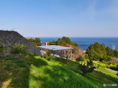 相模湾をバックにしたアート