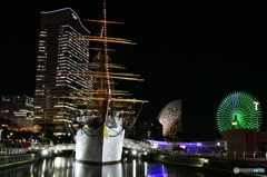 ライトアップされた日本丸　DSC_6269