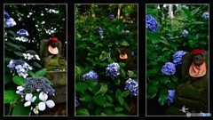 紫陽花と石仏～２